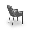 Liv Aluminium Chair Rope. Swiss Fabrics all weather kussens Weersbestendig Olefin rope in rug / arm Charcoal  (58x61x81 cm) ~