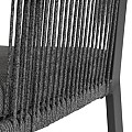 Liv Aluminium Chair Rope. Swiss Fabrics all weather kussens Weersbestendig Olefin rope in rug / arm Charcoal  (58x61x81 cm) ~