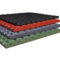 Rubbertegel 100x100x2,5 cm. grijs, valh. 87 cm. ~