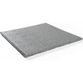 Rubbertegel 100x100x2,5 cm. grijs, valh. 87 cm. ~