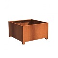CorTen bloembak met pootjes (LxBxH) 140x140x80 cm. (2 mm.) ~