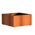 CorTen bloembak met wielen (LxBxH) 120x120x60 cm. (2 mm.) ~