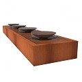 CorTen watertafel (LxBxH) 500x100x52 cm. (3 mm.) ~