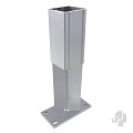 Paalhouder (insteek) met voet (tbv alu paal 68x68) [zilver gepoedercoat] bc ~