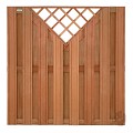 Keruing tuinscherm recht 15L 13mm 39x1800x1800mm met V-trellis / V-groef / RVS bc ~
