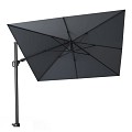 Duraflex zweefparasol dubbele knikfunctie. exclusief (kruis)voet. Swiss Fabrics doek Charcoal (300x300 cm) ~