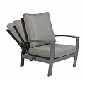 Valencia Lounge Chair Swiss Fabrics all weather kussens en verstelbare rug (gaslift) Charcoal (77x88x88 cm) ~