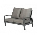 Valencia Lounge Bench 2-Seater Swiss Fabrics all weather kussens Charcoal (138x88x88 cm) ~
