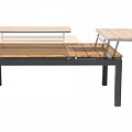 Flip-Up Coffee Table 3 in hoogte verstelbare Tableau's Solid Teak (FSC) blad Alu / Teak (120x79x42 cm) ~