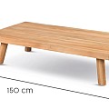 Wakkanda SalonTafel Solid Teak (FSC)blad (6 cm dik) en poten Teak (150x80x35 cm) ~
