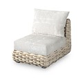 Wakkanda Lounge Center element robuuste 20 mm PE draad. Swiss Fabrics all weather kussens Kubo (72x100x85 cm) ~