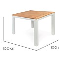 Briga Dutch Table Solid Teak (FSC) blad Wit Frame / Teak (100x100 cm) ~