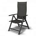 Avento Inklapbare stoel verstelbare rug / armleuning. Aluminium frame, textileen zitting / rug Charcoal / Zwart (60x73x115 cm) ~