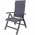 Ernesto Inklapbare stoel verstelbare rug / armleuning. Aluminium frame, textileen zitting / rug Charcoal / Zwart (61x62x109 cm) ~