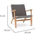 Siesta Lounge Chair Solid Teak (FSC) ingevlochten weersbestendig touw Grijs / Hout (69x78x75 cm) ~
