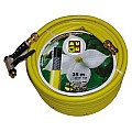 Getricoteerde gele slang, high twist resistant system "3/4""  -  25 M" met koperen koppelingen ~