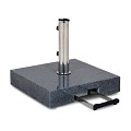 Parasolvoet 30 kg zwart gepolijste graniet parasolvoet, stokdiameter tot 48 mm. wieltjes / telescoop handgreep Zwart gepolijst (45x45 cm) ~
