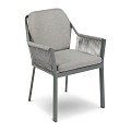 Liv Aluminium Chair Rope. Swiss Fabrics all weather kussens Weersbestendig Olefin rope in rug / arm Charcoal  (58x61x81 cm) ~