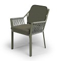 Liv Aluminium Chair Rope. Swiss Fabrics all weather kussens Weersbestendig Olefin rope in rug / arm DARK GREEN (58x61x81 cm) ~