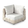 Wakkanda Lounge Small Corner robuuste 20 mm PE draad. Swiss Fabrics all weather kussens Kubo (100x100x85 cm) ~