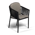 Cadozo Rope dining Chair met Swiss Fabrics all weather kussens Weersbestendig Olefin rope in rug / arm teak  (59,5x56x83 cm) ~