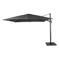 Duralarge zweefparasol dubbele knikfunctie. inclusief 150 kg voet. Swiss Fabrics Ultra doek Charcoal (400x400 cm) ~