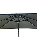Duraflex LED zweefparasol LED licht en dubbele knikfunctie. Exclusief (kruis)voet. Swiss Fabrics doek Charcoal (300x300 cm) ~