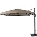 Duraflex zweefparasol dubbele knikfunctie. exclusief (kruis)voet. Swiss Fabrics doek Taupe (300x300 cm) ~