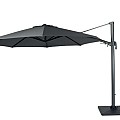 Duraflex zweefparasol dubbele knikfunctie. exclusief (kruis)voet. Swiss Fabrics doek Charcoal (350 cmØ) ~