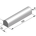 Biggenrug 100X20X20 Grijs Met 2 Vlakke Koppen ~