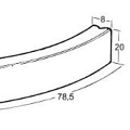 Bochtband grijs 78,5x20x8 cm. R=6 hd ~