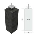 Betonpoer L 18x18x58 cm. antraciet met stelplaat en M20 draadeind OP=OP ~