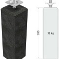 Betonpoer M 15x15x60 cm. antraciet met stelplaat en M16 draadeind ~