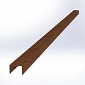 CorTen overzetprofiel gelijkzijdig 220x4,6/4,6x6,4 cm. ~