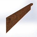 CorTen overzetprofiel ongelijkzijdig 220x4,6/19,6x6,4 cm. ~