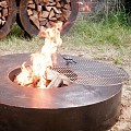 Ronde vuurtafel + RVS grillrooster Ø125x28 cm. CorTen ~