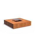 Quad vuurtafel + RVS grillrooster 120x120x28 cm. CorTen ~
