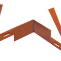 Mevosteel hoekstuk met 2 pennen in/outside 36,5x10,2 cm. ongecoat (Corten 2 mm) ~