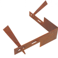 Mevosteel hoekstuk met 2 pennen in/outside 36,5x10,2 cm. ongecoat (Corten 2 mm) ~