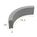 Bochtband grijs 78,5x20x8 cm. R=6 hd ~