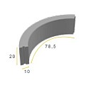 Bochtband grijs 78,5x20x10 cm. R=3 hd ~