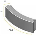 Bochtband grijs 78,5x25x15 cm. R=4 vb ~