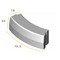 Trottoirband bochtstuk visbek KOMO R=0,5 uitwendig grijs 18/20x25x78,5cm. ~