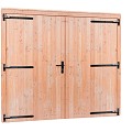 Douglas dubbele deur extra breed met zwart beslag. inclusief kozijn 255x209 cm onbehandeld ~