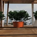 Konische bloembak met pootjes (ØxH) Ø200x80 cm. (2 mm. CorTen) ~