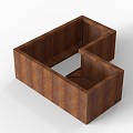 Bloembak Module+ L-vorm 60x120x120x42 cm. Corten ~