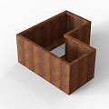 Bloembak Module+ L-vorm 60x120x120x56 cm. Corten ~