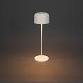 Lille draadloze USB oplaadbare LED lounge/tafellamp rond 11x38cm, IP54, docking station, USB laadkabel, touch dimmer en switch, 2200K/2700K, 10 LED (extra)warmwit, Lithium batterij, laadtijd 6u, 9u licht op 100%, 20u op 50% ~
