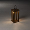 Cannes LED IP54 draadloze lounge/tafel/vloer/terraslamp roestbruin 15x42cm bxh, USB base en USB 1.5m oplaadsnoer, touch switch, traploze dimmer 5-100%, 3 lichtstanden (ambiance/functional/combi), 2700K of 3000K (extra) warmwit, 2x Lithium batterij 2200mA,