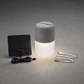 Assisi LED solar tafel/hanglamp oplaadbare 1.2V Li-ion batterij 19.5cm, grijs, 3 dimstanden, 3x 0.33W, schemerschakelaar, USB kabel ~